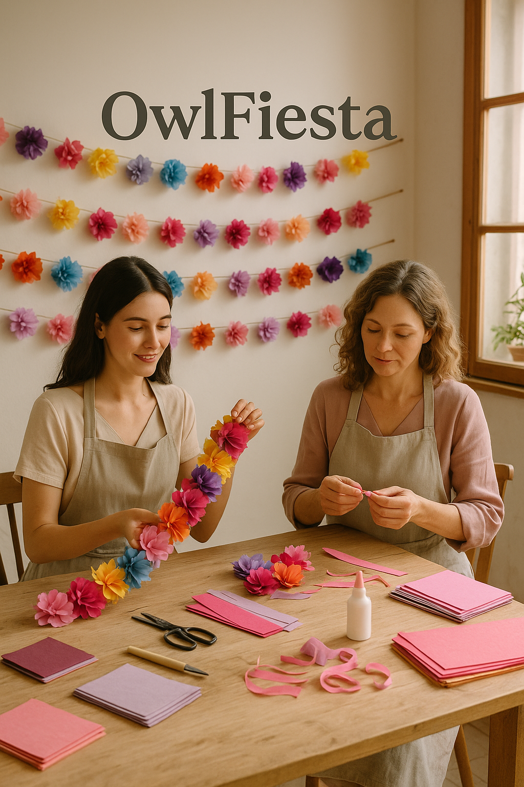 OwlFiesta artisans creating garlands