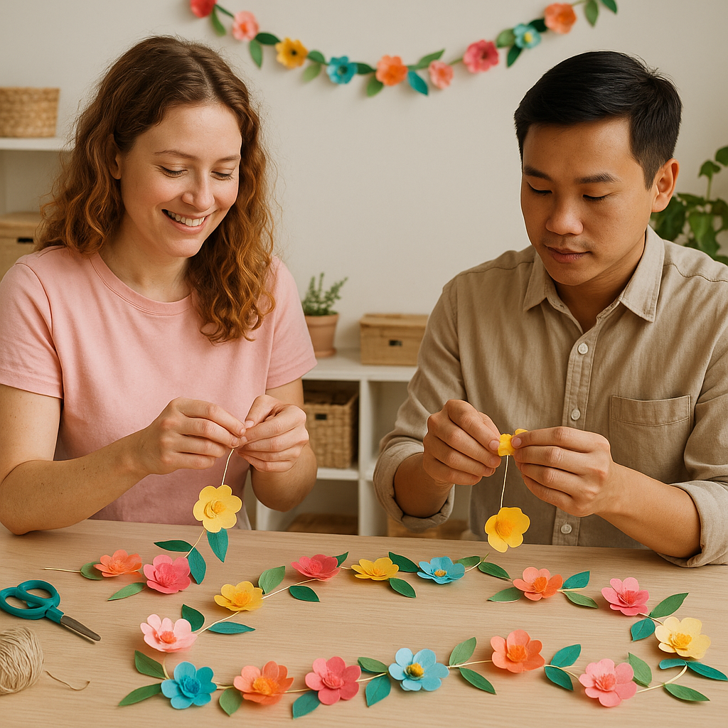OwlFiesta team creating garlands