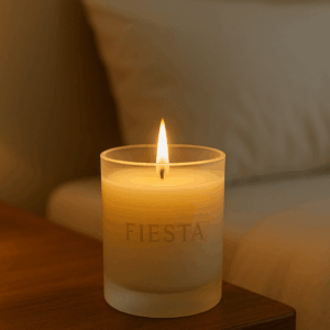 fiesta soy wax scented candle – long lasting home fragrance in glass jar