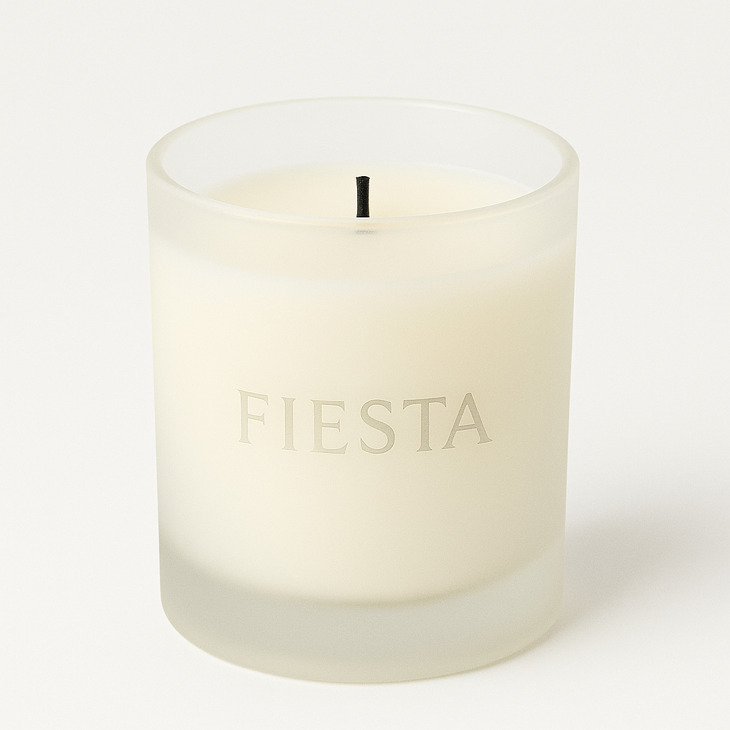 fiesta soy wax scented candle – long lasting home fragrance in glass jar