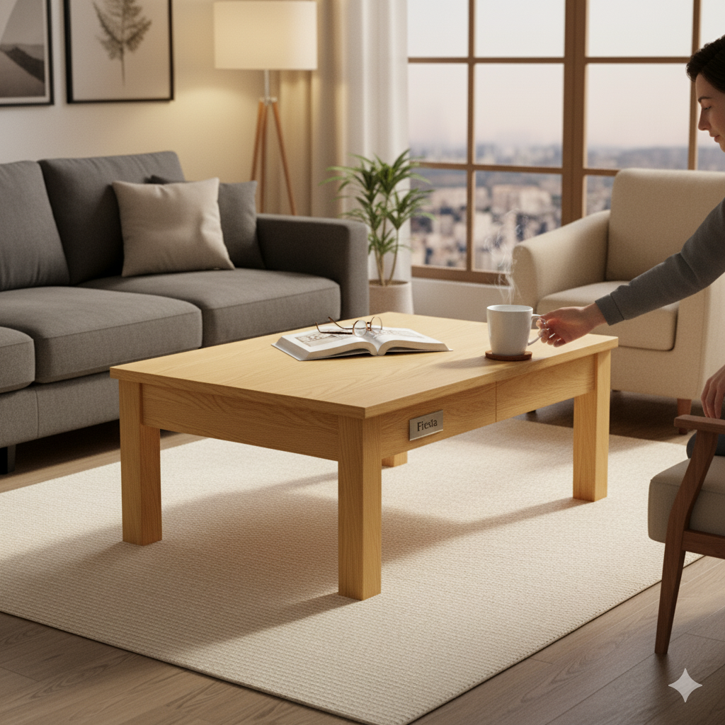 fiesta modern coffee table – minimalist wooden living room centerpiece