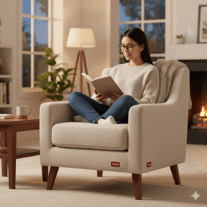 fiesta upholstered accent chair – comfortable linen armchair for living room