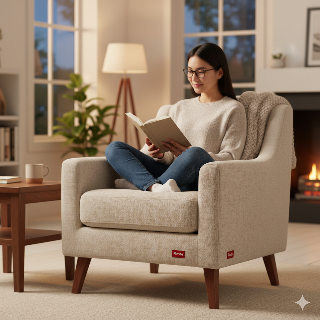 fiesta upholstered accent chair – comfortable linen armchair for living room