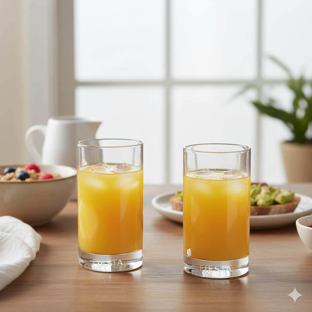 fiesta glass drinkware set – clear tumbler glasses for water & beverages