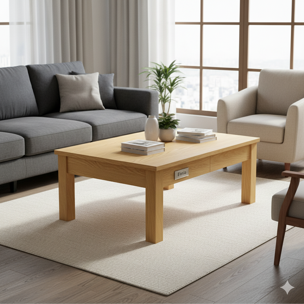 fiesta modern coffee table – minimalist wooden living room centerpiece